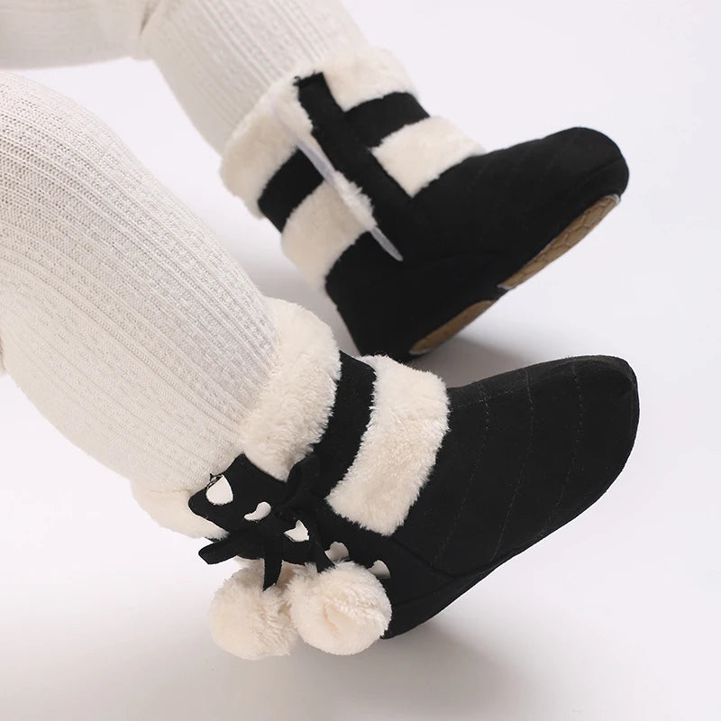 Baby Shoes With Soft Soles For Warmth 0-12 Months Old Baby Cotton Winter Socks and Shoes With Fleece Before Learning To Walk