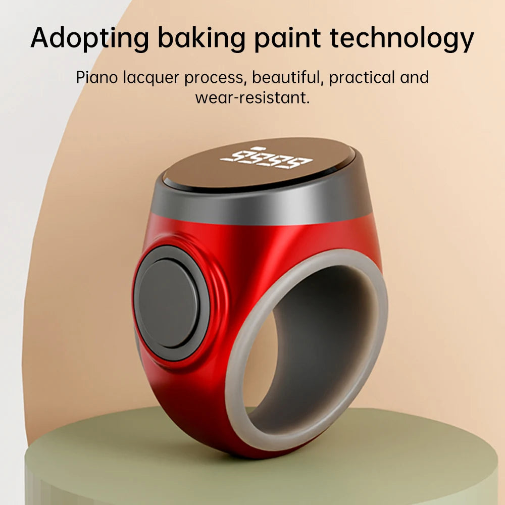 "SPECIAL RAMADAN" Smart Rechargeable Digital Counter, 18/20/22mm Ring, Prayer Time. Smart Rechargeable Digital Counter, Electronic Type-C Finger Counter Button, 18/20/22mm Finger Ring, Prayer Time