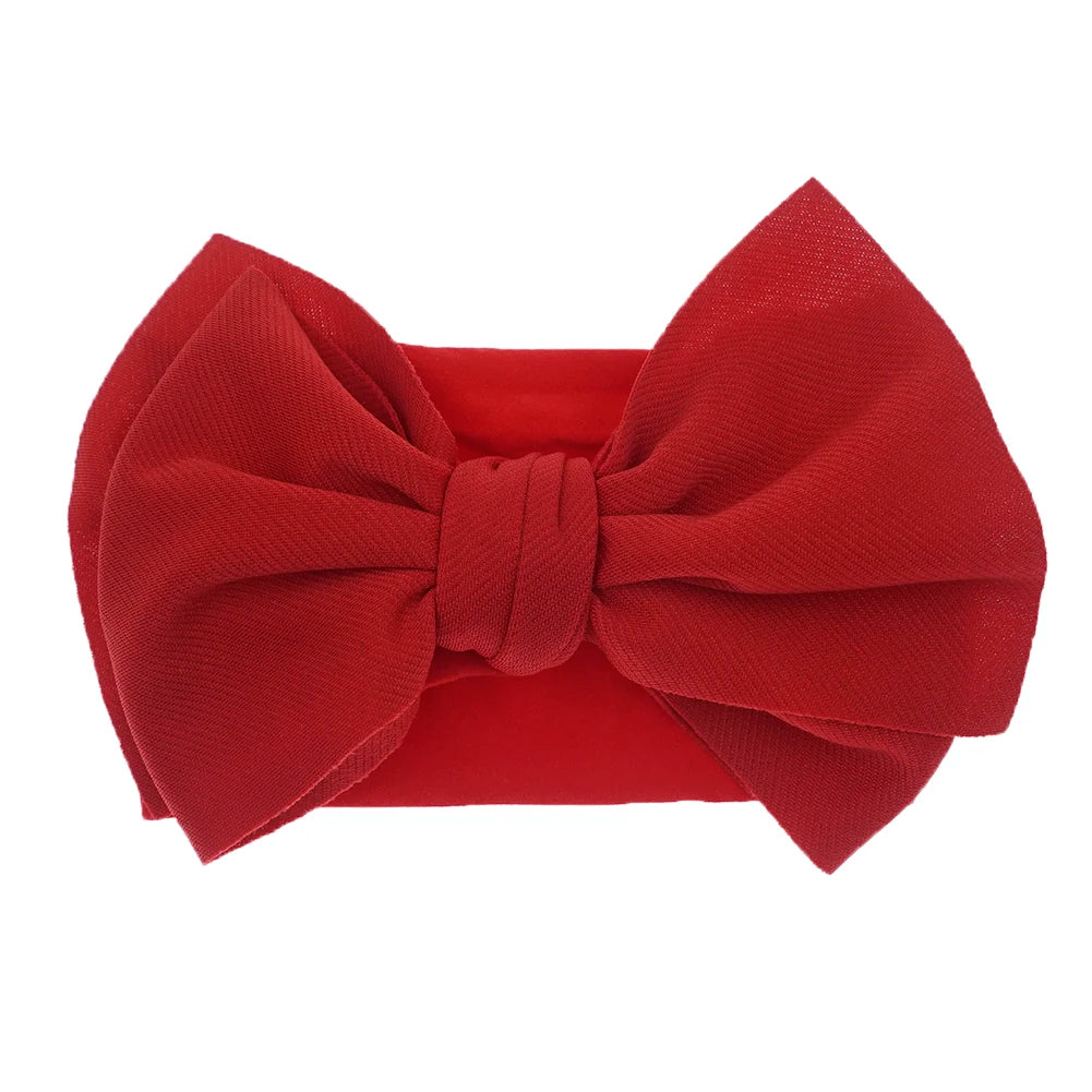 Solid Turban Nylon Headband High Elastic Bow Top Knot Headwrap For Baby Girls Toddler Hair Bands Fashion Kids Hair Accessories