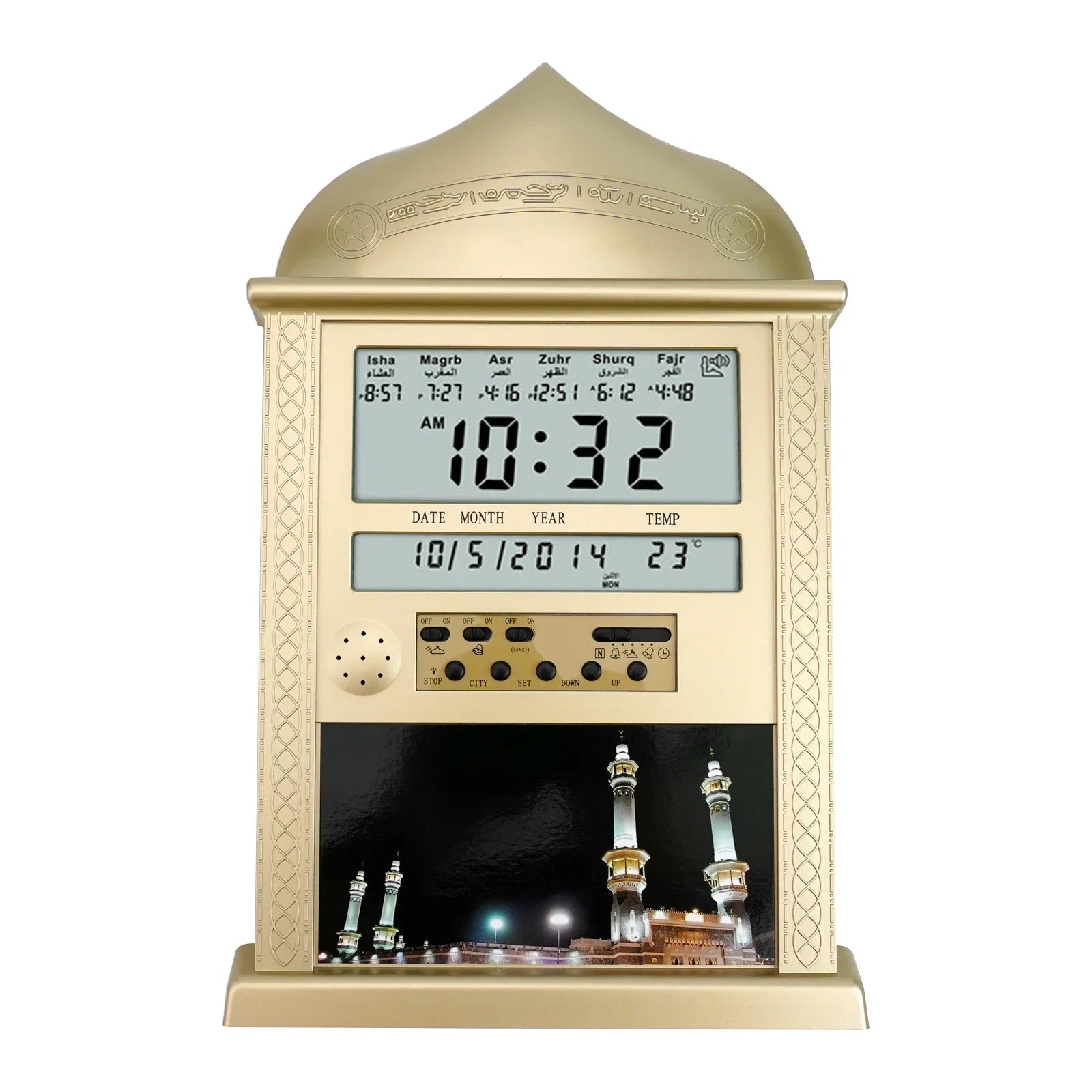 "SPECIAL RAMADAN" Horloge murale pour prière musulmane, calendrier Azan Azan, alarme réglable, décoration d'intérieur, 330x205x27.2mm