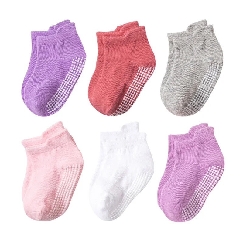 "CHAUSSURE" Lot de 6 paires de chaussettes antidérapantes pour enfants (garçons et filles)
