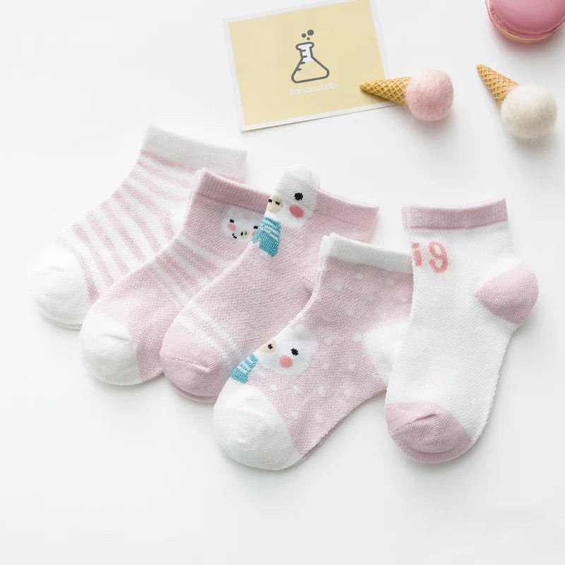 "CHAUSSURE" Chaussettes enfants en maille de coton, 0 à 2 ans, 5 unités/lot