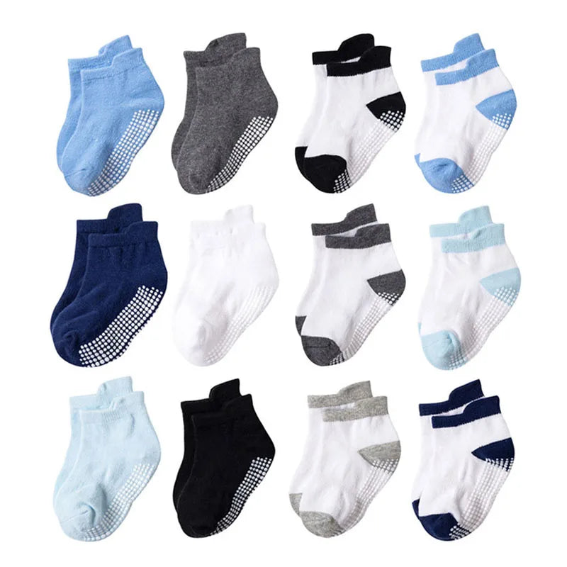 "CHAUSSURE" Lot de 6 paires de chaussettes antidérapantes pour enfants (garçons et filles)