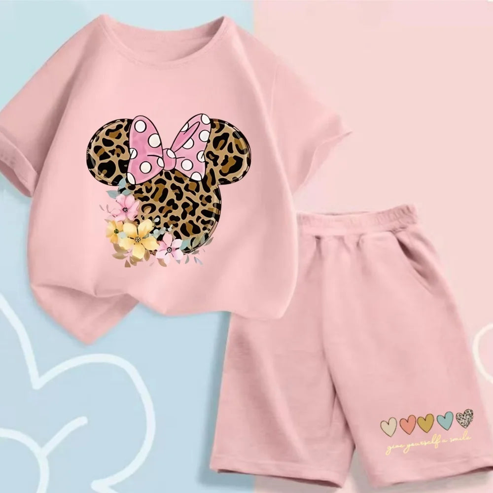 Summer Baby Girls Clothes Set Kid Fashion Cartoon Printed T-Shirts Top And Shorts 2 Pieces Suit Children Short Sleeve Tracksuits