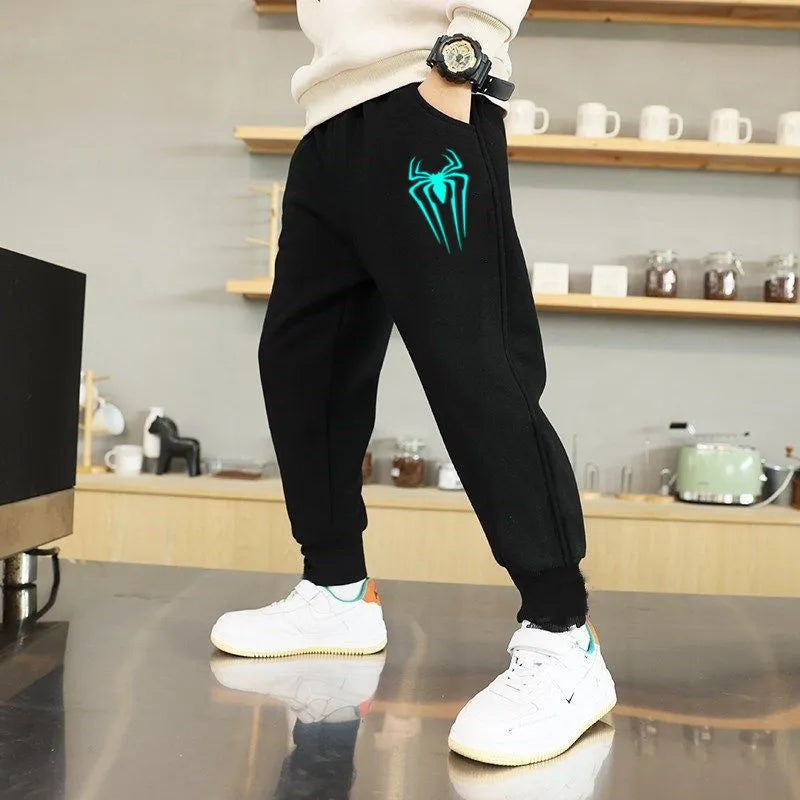 "VETEMENTS" Pantalon de sport pour garçons, survêtement lumineux imprimé éclair en coton
