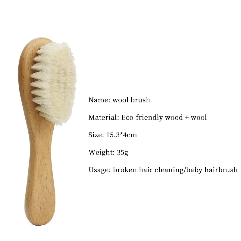 "ACCESSORY" New Baby Care Pure Natural Wool Wooden Baby Hairbrush; New Baby Care Pure Natural Wool Baby Wooden Hairbrush Newborn Comb Hair Bath Brush