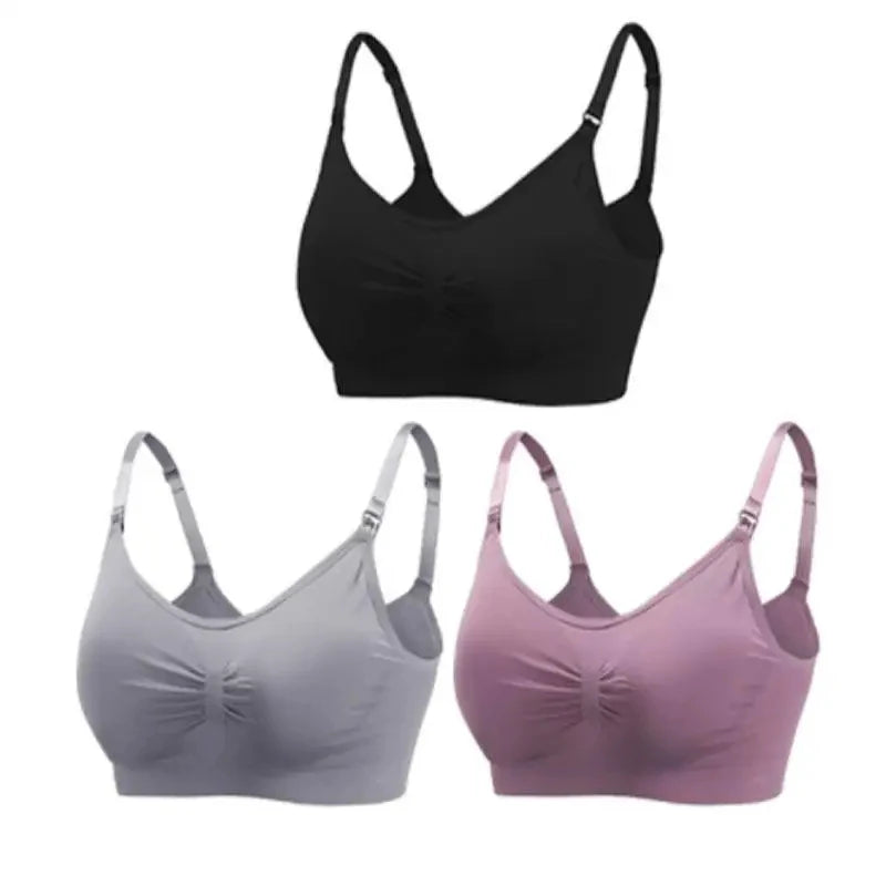 1/2/3PCS No Steel Ring with Sports Pad Bra Breastfeeding Non-sagging Vest-style Pregnant Women's Clothing Underwear Front Buckle