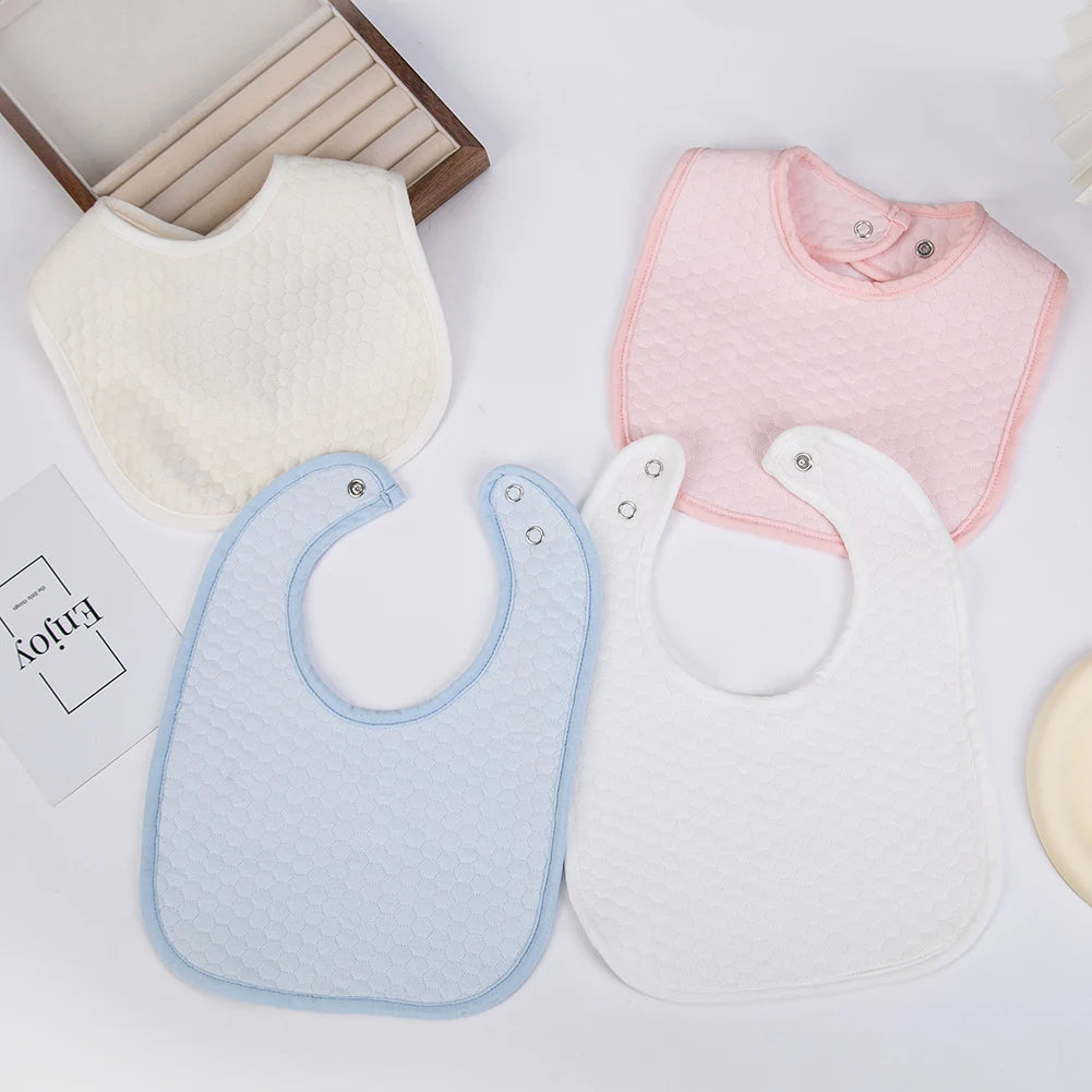 Solid Cotton Baby Bibs Korean Absorbent Saliva Towel Infant Feeding Burp Cloths Waterproof Scarf Snap for Infant Boys Girls