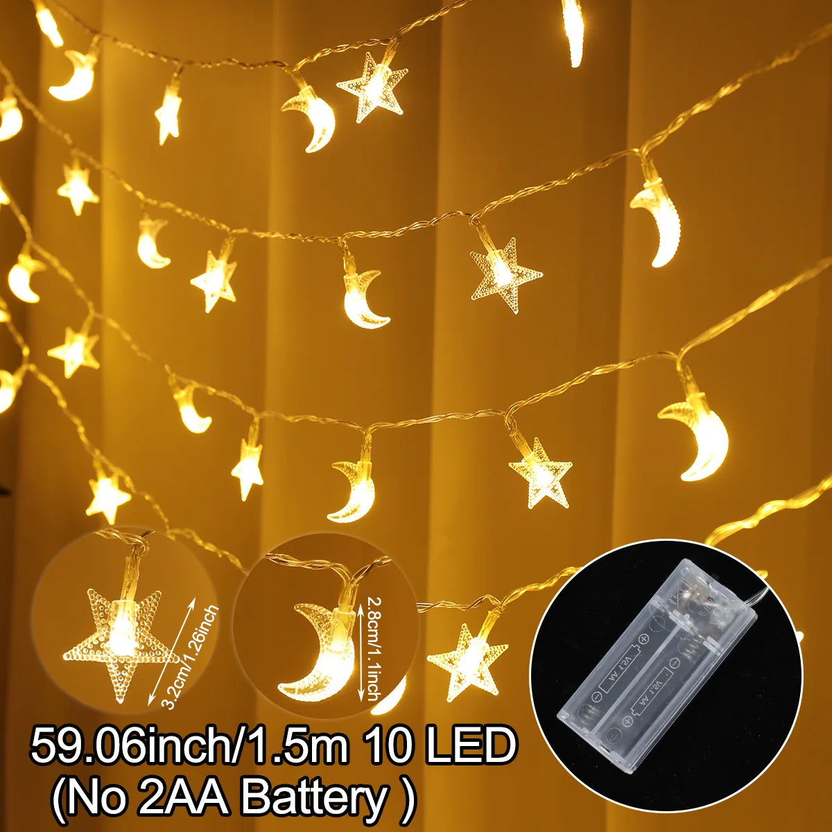 "SPECIAL RAMADAN" Eid Mubarak Moon Star Light String Ramadan décoration 2025 pour la maison musulmane Islam Party Decor Ramadan Guirlande lumière Al-Fitr cadeaux