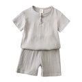 "VETEMENTS" Ensemble pour petits garçons et filles : T-shirt et short unis en coton et lin