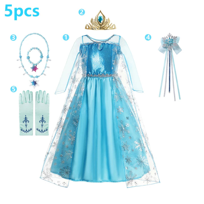 "VETEMENTS" Robe Elsa Cosplay robe de princesse bleu clair à manches longues paillettes