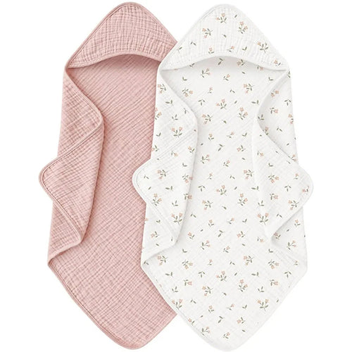 "ACCESSOIRE" Serviette à capuche pour bébé, en mousseline de coton biologique, douce et absorbante mixte