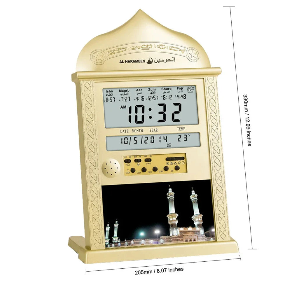 "SPECIAL RAMADAN" Horloge murale pour prière musulmane, calendrier Azan Azan, alarme réglable, décoration d'intérieur, 330x205x27.2mm
