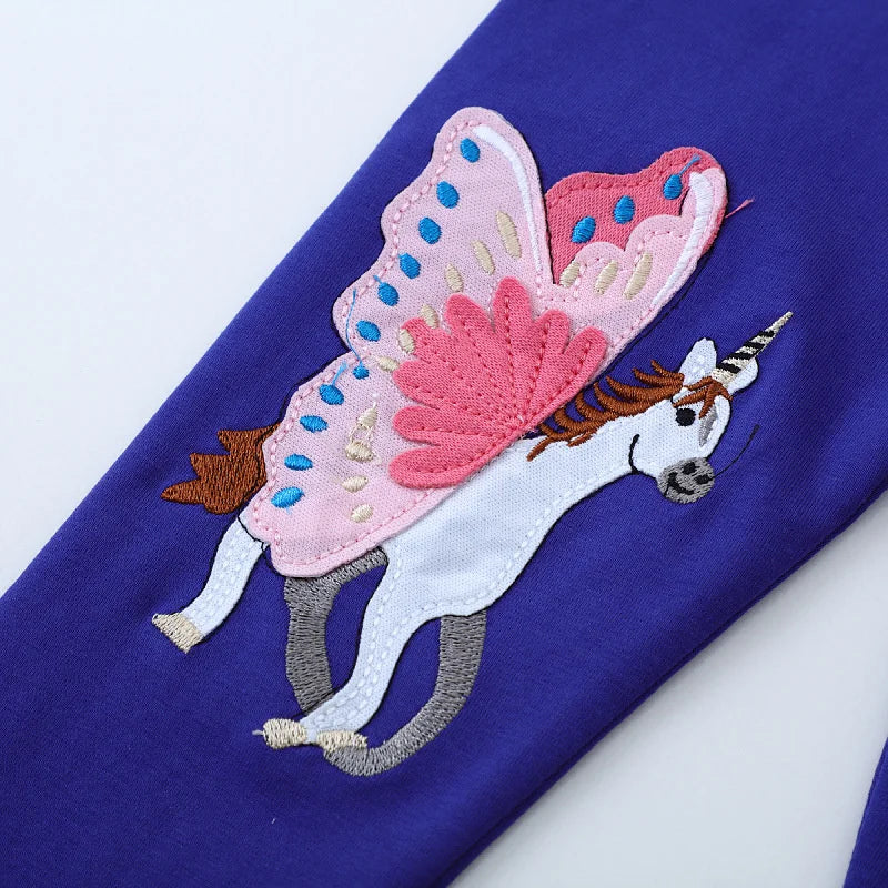"VETEMENTS" Leggings longs pour filles (2-7 ans), broderie licorne, taille haute