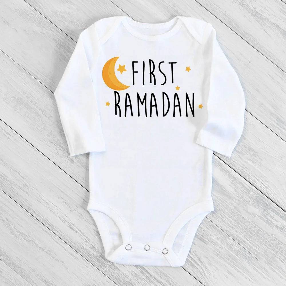 "SPECIAL RAMADAN" Newborn bodysuit for my first Ramadan, Ramadan clothes for boys and girls; My First Ramadan Newborn Baby Bodysuit Infant Eid Long Sleeve Baby Jumpsuit Eid Boy Girl Ramadan Clothes Islamic M