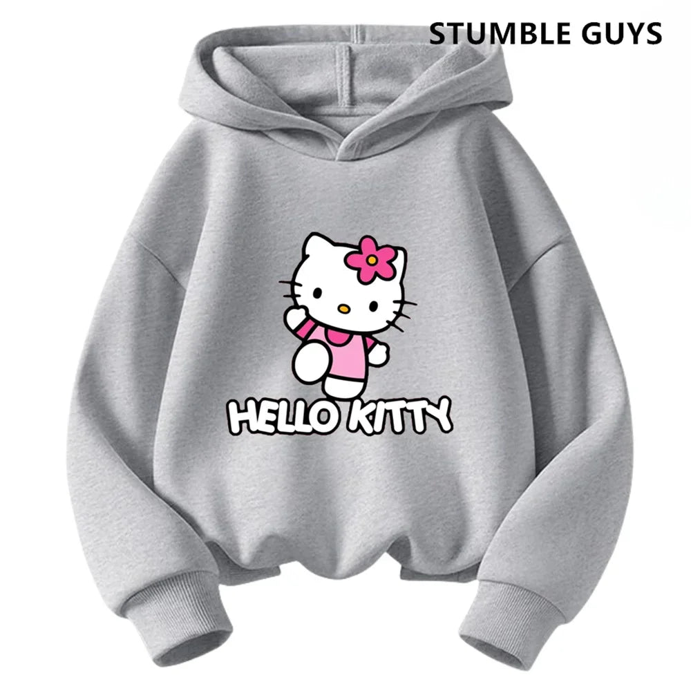 Hoodies Sets Boys Outfit Set Kids Hello Kitty Clothes Girls Clothing Tops Pants Suits 4-14 Years Old Ports Suits Hoodies Sweater