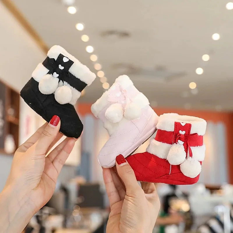 Baby Shoes With Soft Soles For Warmth 0-12 Months Old Baby Cotton Winter Socks and Shoes With Fleece Before Learning To Walk