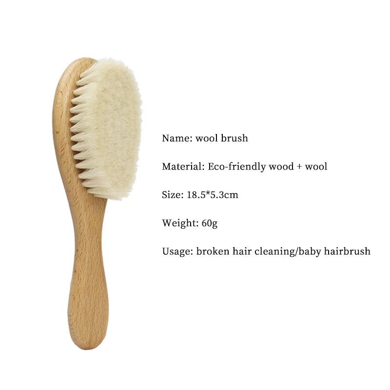 "ACCESSORY" New Baby Care Pure Natural Wool Wooden Baby Hairbrush; New Baby Care Pure Natural Wool Baby Wooden Hairbrush Newborn Comb Hair Bath Brush