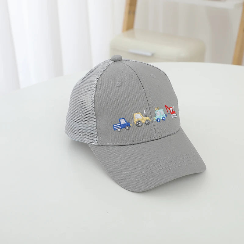 Children's 2025 New Kids Baseball Caps for Girls Boys Spring Summer Baby Sun Hats Cartoon Vehicles Toddler Peaked Caps