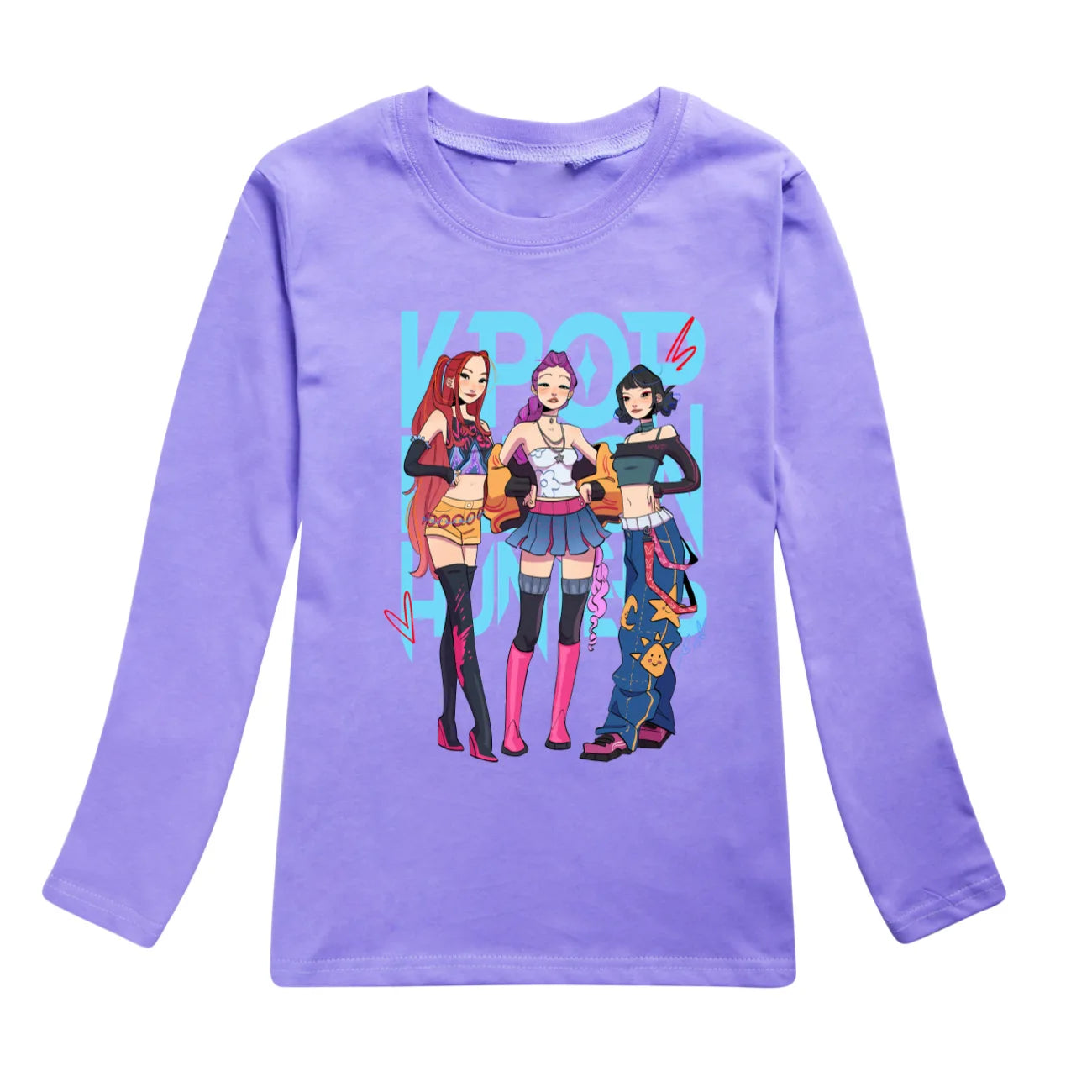 KPop Demon Hunters Kids T Shirt Kids Fashion Cartoon Casual Clothes Youth Boys Loose O-neck T-Shirts Girls Long Sleeve Tops