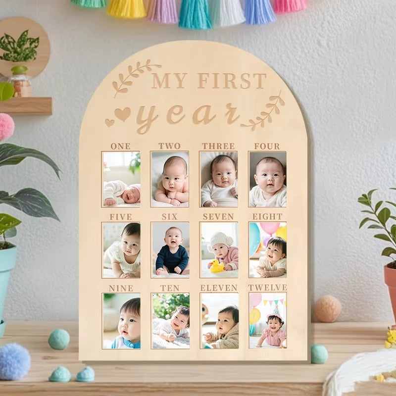 Newborn First Year Photo Frame Photography Props 12 Month Baby Growth Picture Record Milestone Board Baby Souvenirs gift