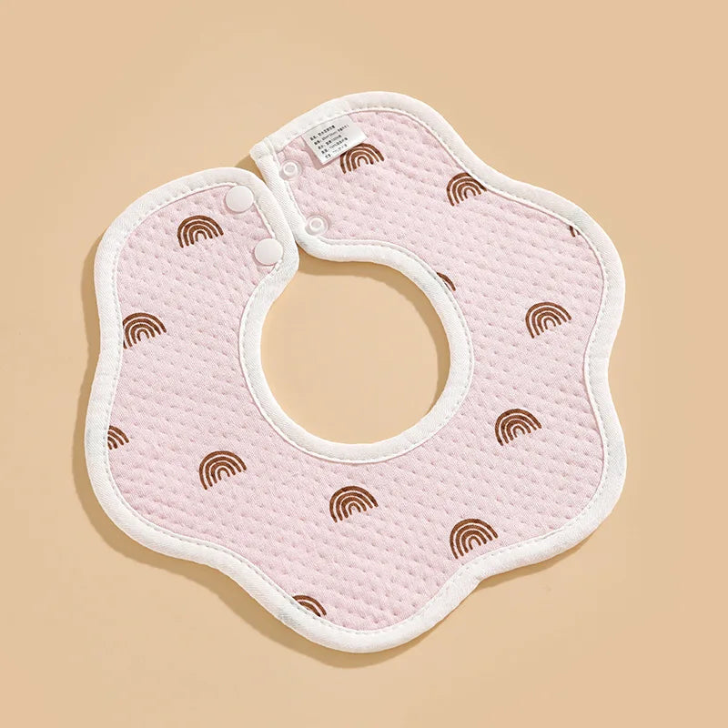 "ACCESSORY" Newborn Baby Saliva Towel, Pure Cotton Waterproof Knitted Petal Bib, Double Snap Closure, Soft and Absorbent; Newborn Baby Saliva Towel, Pure Cotton Waterproof Knitted Petal Bib, Double Snap Closure