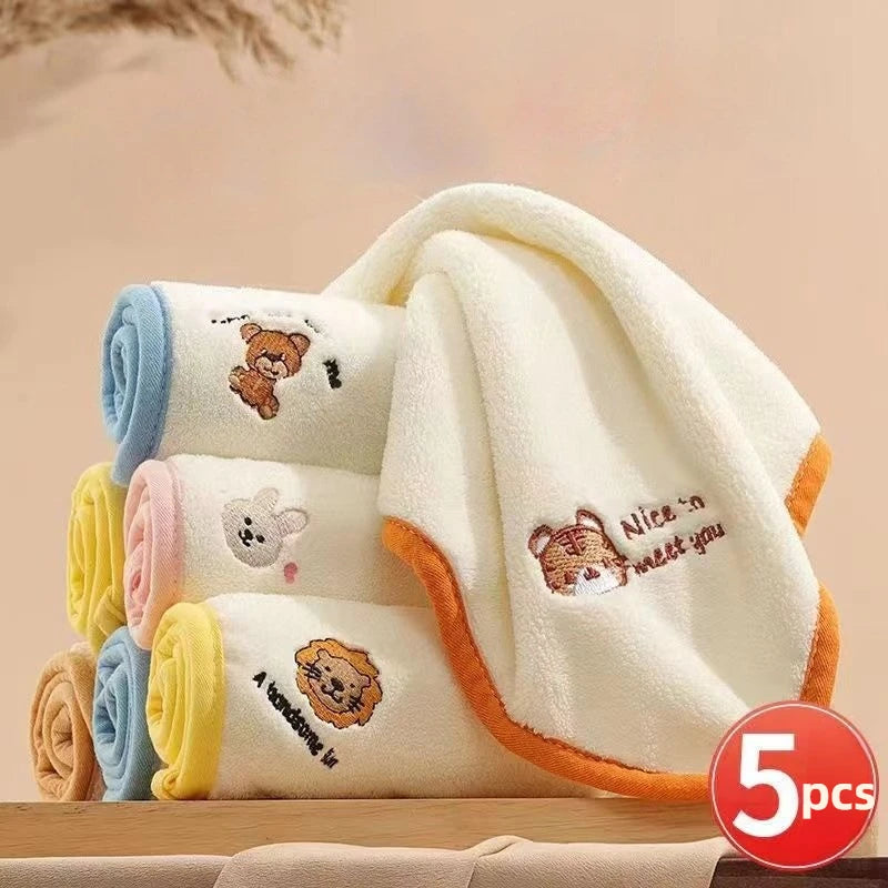 "ACCESSORY" Baby towel set, 5 pieces, soft, skin-friendly drool towel, newborn essentials, absorbent coral fleece, square, face towel, 25x25cm