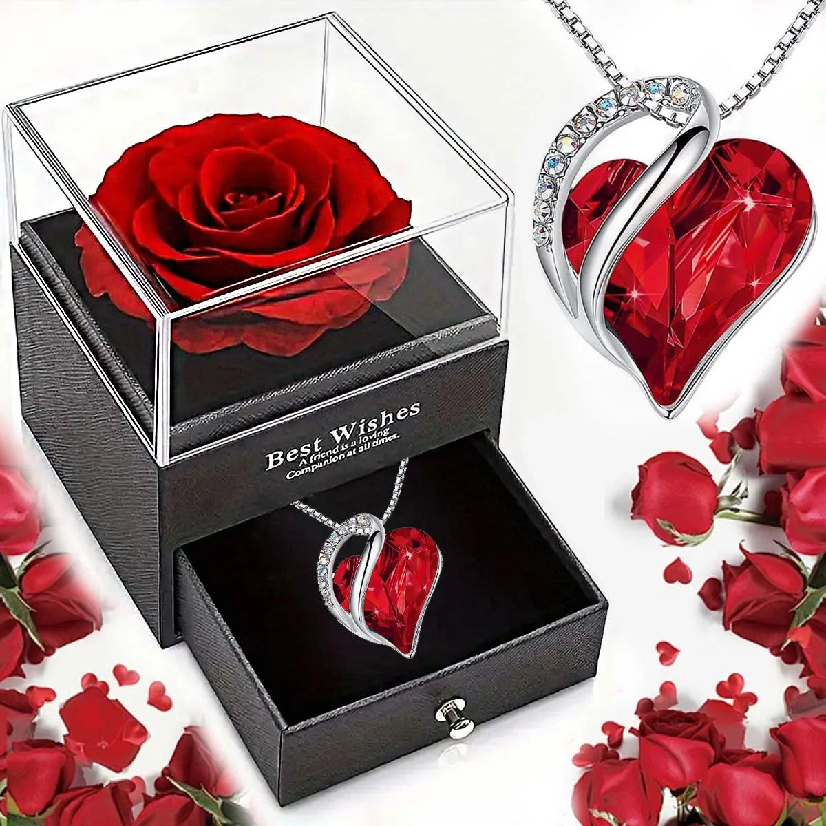 "BIJOUX" Nouveau collier « Cœur Océan » avec écrin à bijoux rose éternelle