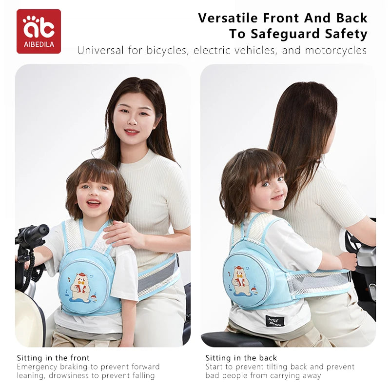 "ACCESSOIRE" Ceinture de sécurité enfant pour voiture électrique, vélo, moto, avec rangement, sangles de protection pour moto