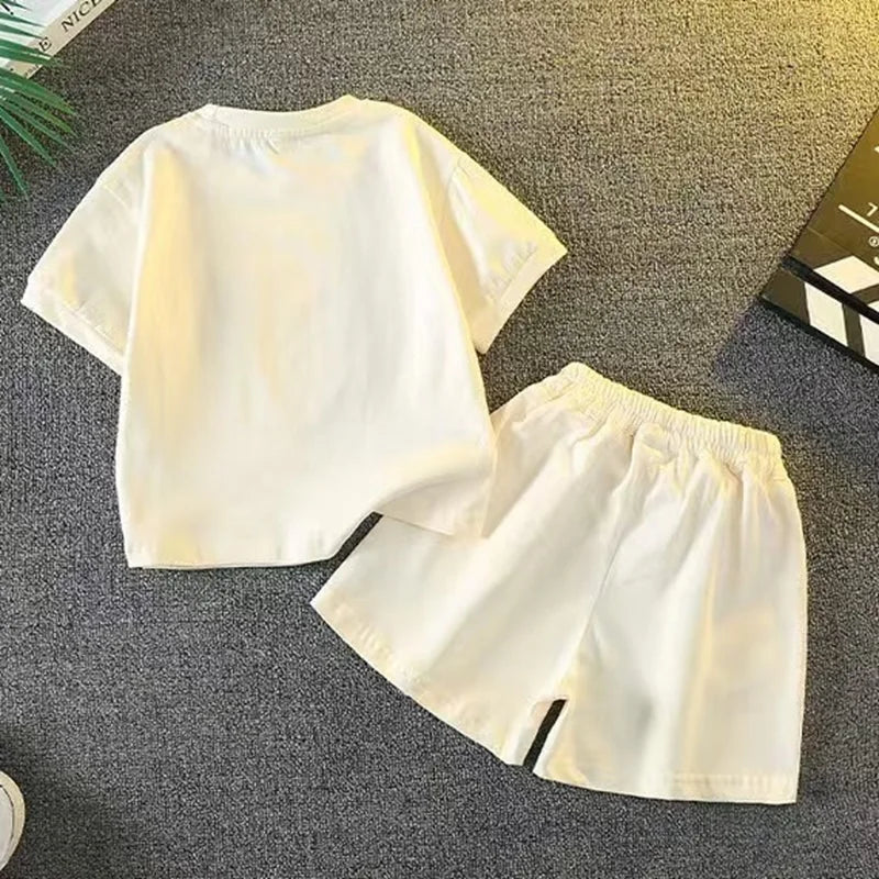 Summer Baby Girls Clothes Set Kid Fashion Cartoon Printed T-Shirts Top And Shorts 2 Pieces Suit Children Short Sleeve Tracksuits