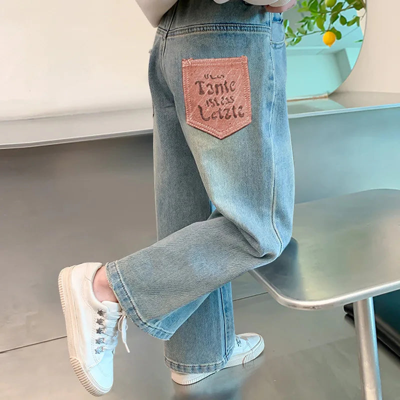 "VETEMENTS" Pantalons enfants, jean mode décontracté, Streetwear printemps, pantalons  filles