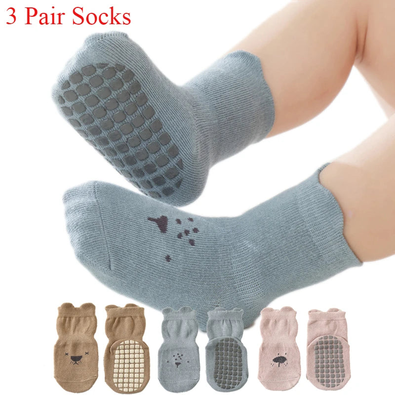 "CHAUSSURE" 3/5/1 paires/lot bébé chaussettes infantiles, nouveau-né anti-dérapant, coton unisex