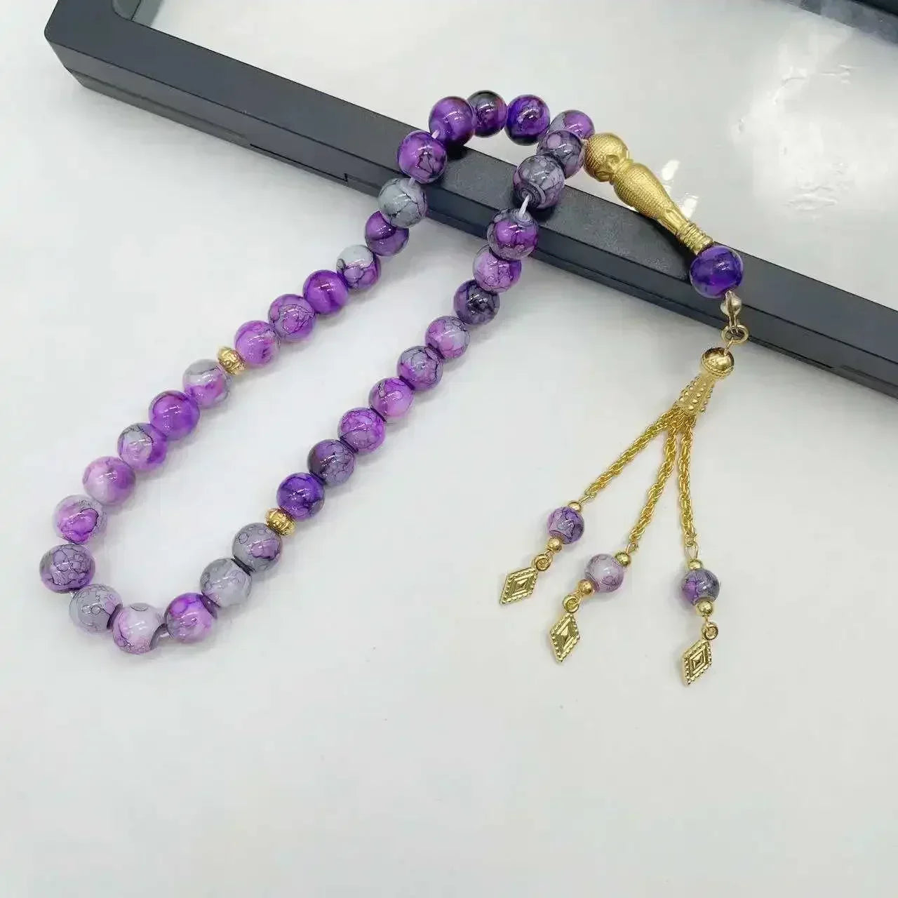 "SPECIAL RAMADAN" Chapelet musulman turc avec pompon en verre, 10mm, 33 pièces, perles de prière islamique, Bracelet pour femmes, bijoux Tasbih Tasbeeh Allah Mohammed