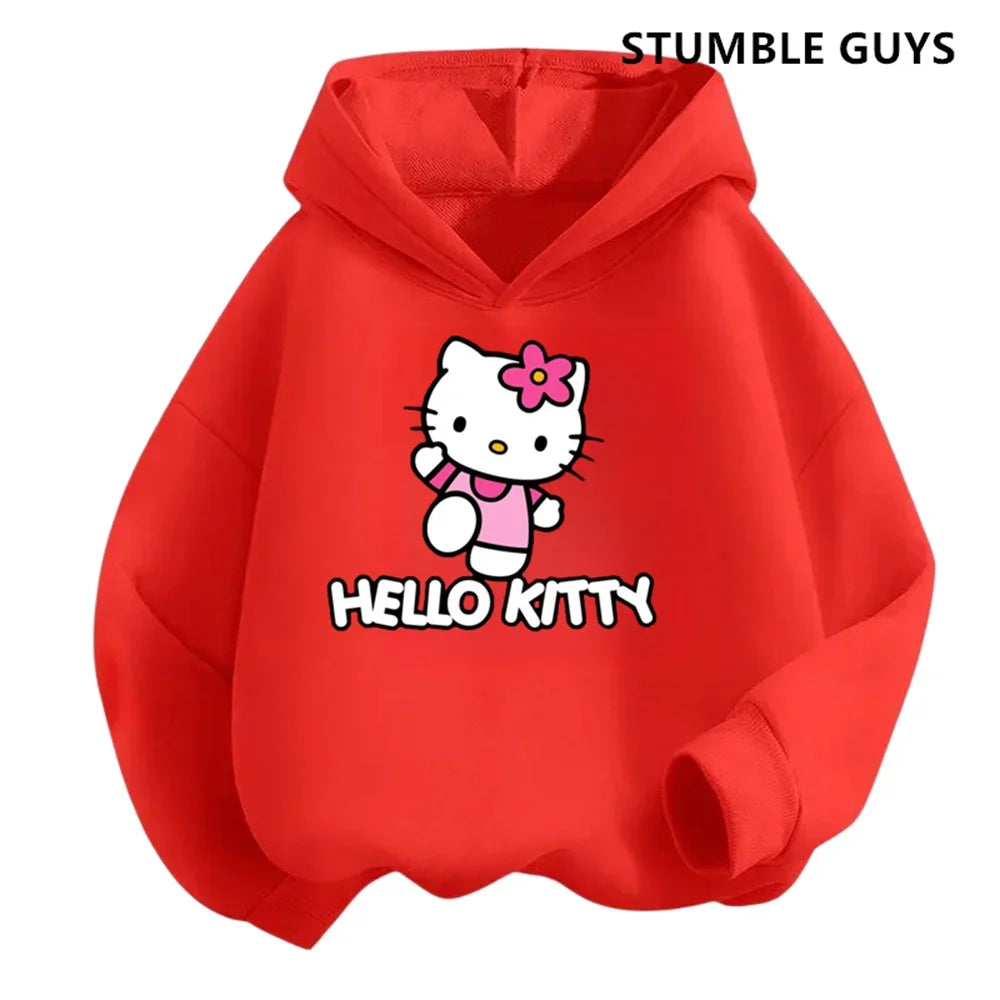 Hoodies Sets Boys Outfit Set Kids Hello Kitty Clothes Girls Clothing Tops Pants Suits 4-14 Years Old Ports Suits Hoodies Sweater