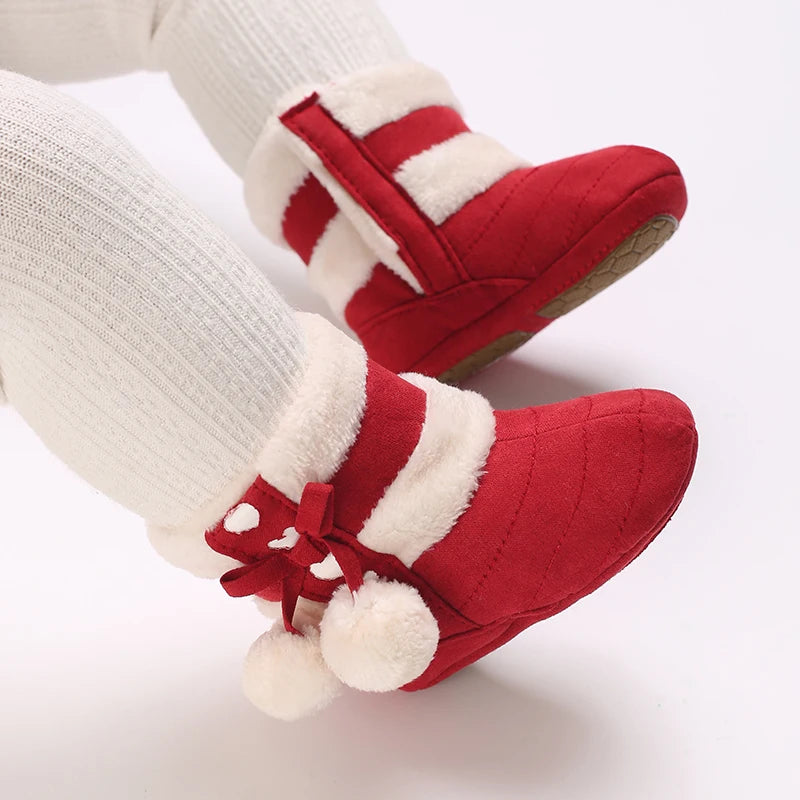 Baby Shoes With Soft Soles For Warmth 0-12 Months Old Baby Cotton Winter Socks and Shoes With Fleece Before Learning To Walk