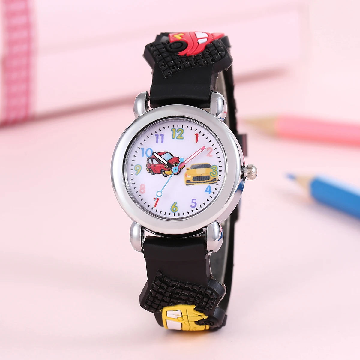 "BIJOUX" Montre enfant à motif voiture, Montre numérique à quartz