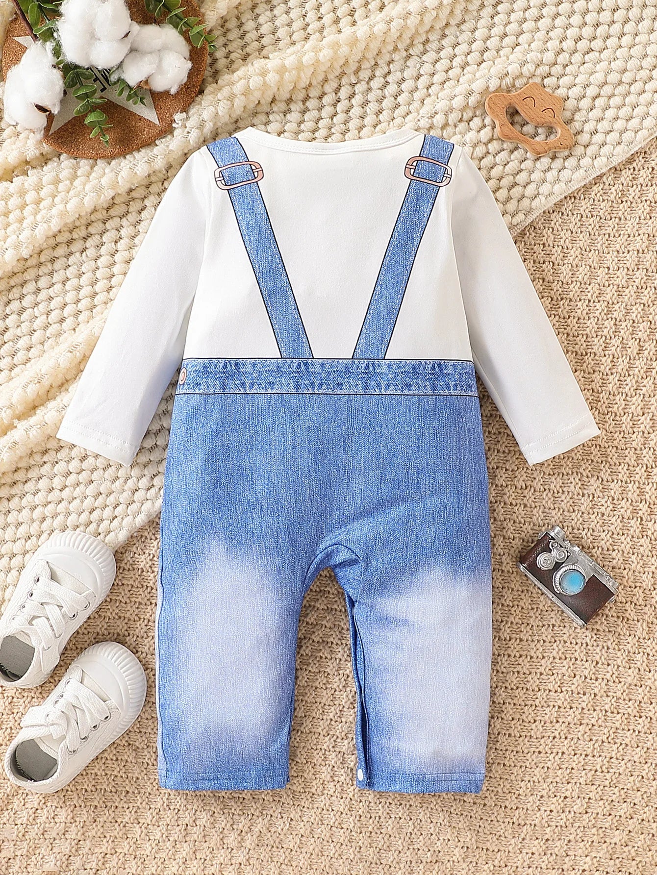 Newborn Baby Boy Printed Romper: Crew Neck Long-Sleeve One-Piece Outfit – Casual Spring/Autumn Wear, Versatile for Daily Use and