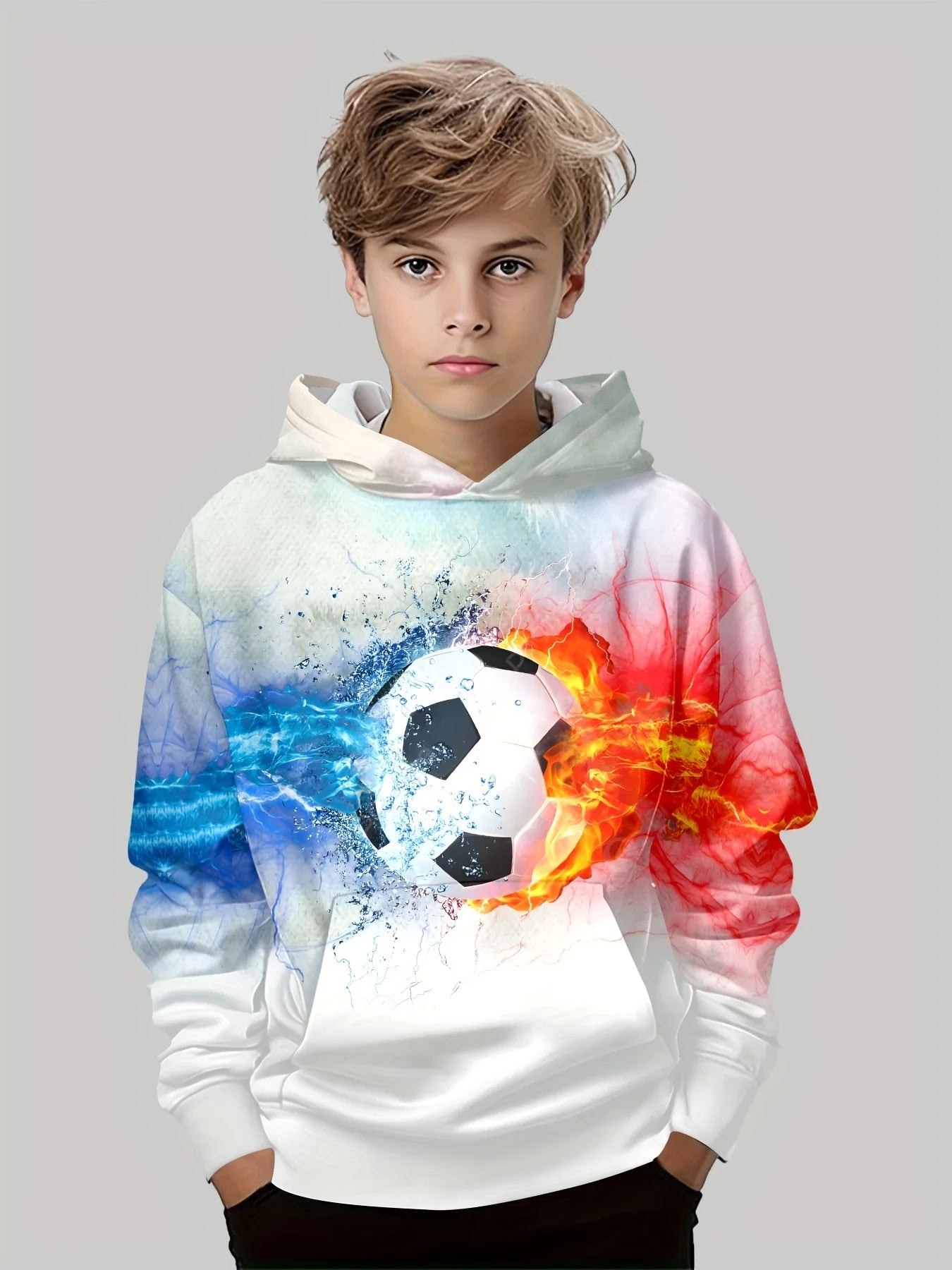 Kids Clothes Boys Hoodies Long Sleeve 3D Footbaii Print Children Spring Fall Clothes Casual Outdoor Active Boys Clothing Tops