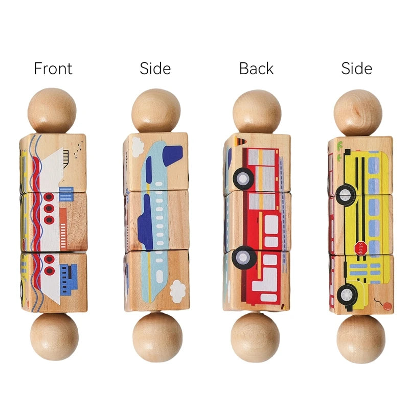 "JOUET" Jouet pour bébé hochet en bois anneaux de dentition en Silicone pour bébé 0 à 12 mois