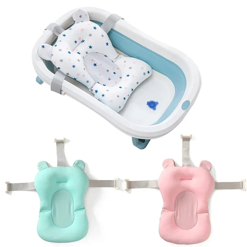 "ACCESSOIRE" Coussin de baignoire Portable pour bébé, réglable, coussin de douche, Support pour nouveau-né, tapis de siège pliable, siège de bain pour bébé, coussin d'eau flottant