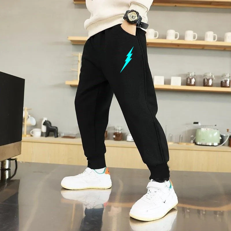 "VETEMENTS" Pantalon de sport pour garçons, survêtement lumineux imprimé éclair en coton