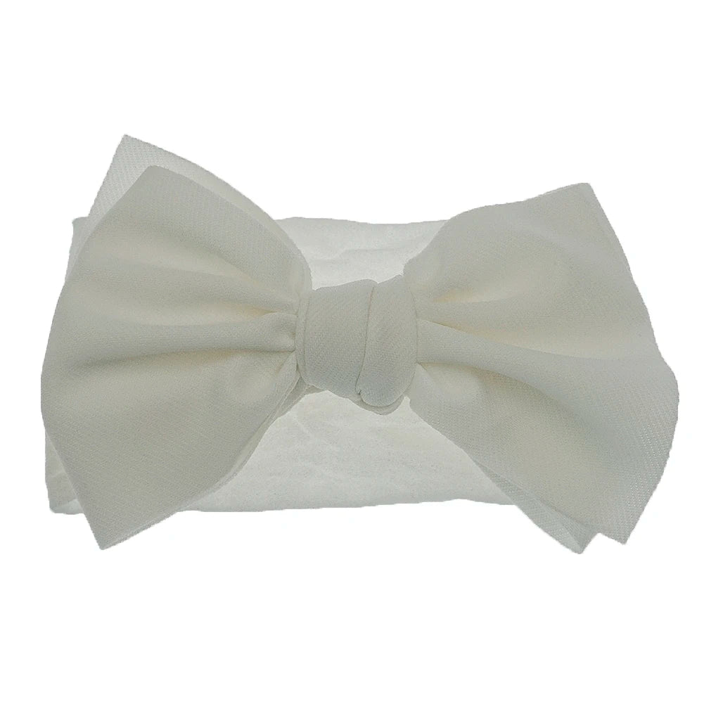 Solid Turban Nylon Headband High Elastic Bow Top Knot Headwrap For Baby Girls Toddler Hair Bands Fashion Kids Hair Accessories