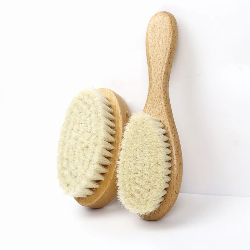 "ACCESSORY" New Baby Care Pure Natural Wool Wooden Baby Hairbrush; New Baby Care Pure Natural Wool Baby Wooden Hairbrush Newborn Comb Hair Bath Brush