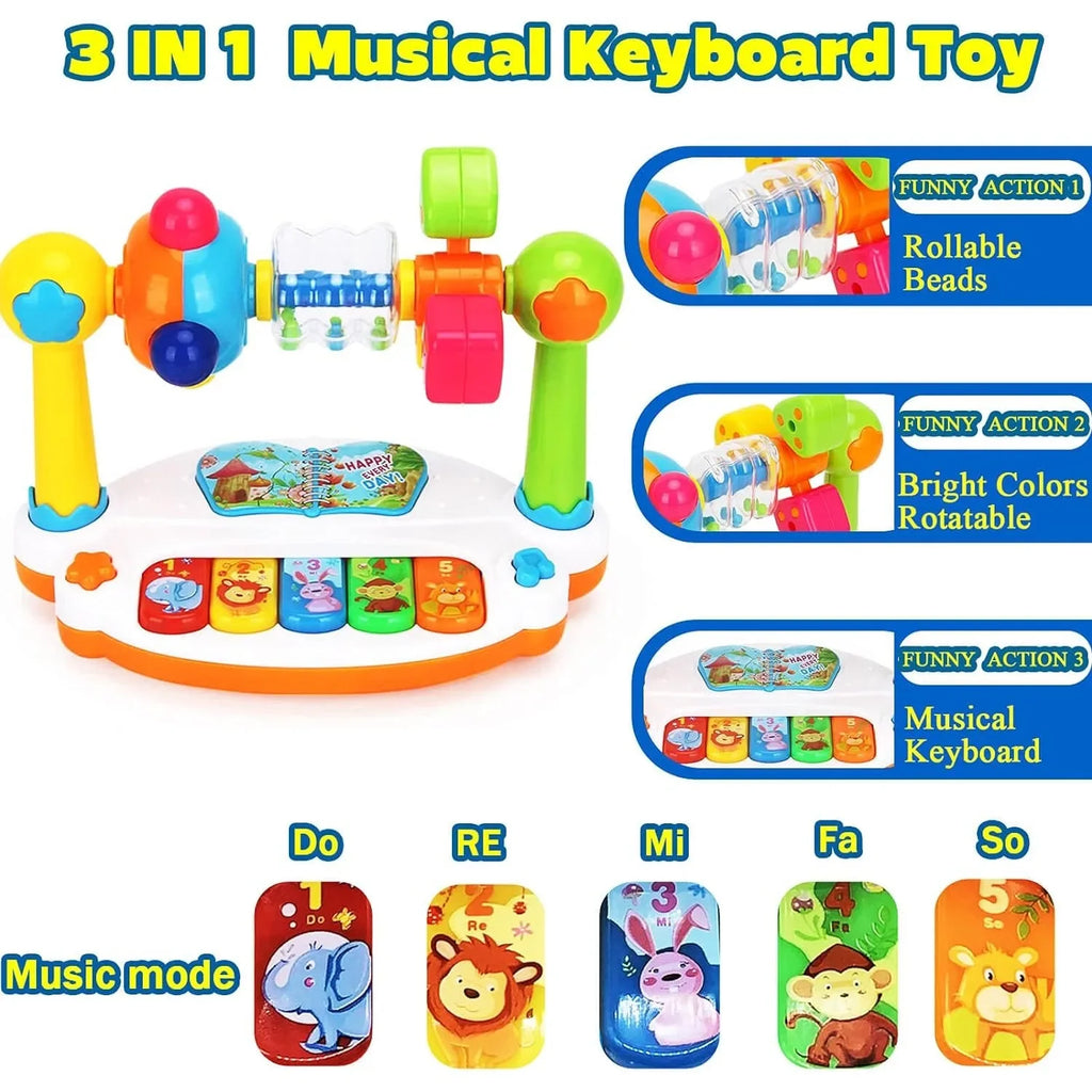 "JOUET" Piano musical rotatif pour enfants avec lumières et sons,  Baby Piano Toys Kids Rotating Music Piano Keyboard With Light Sound, Musical Toys For Toddlers, Early Educational Music Toy