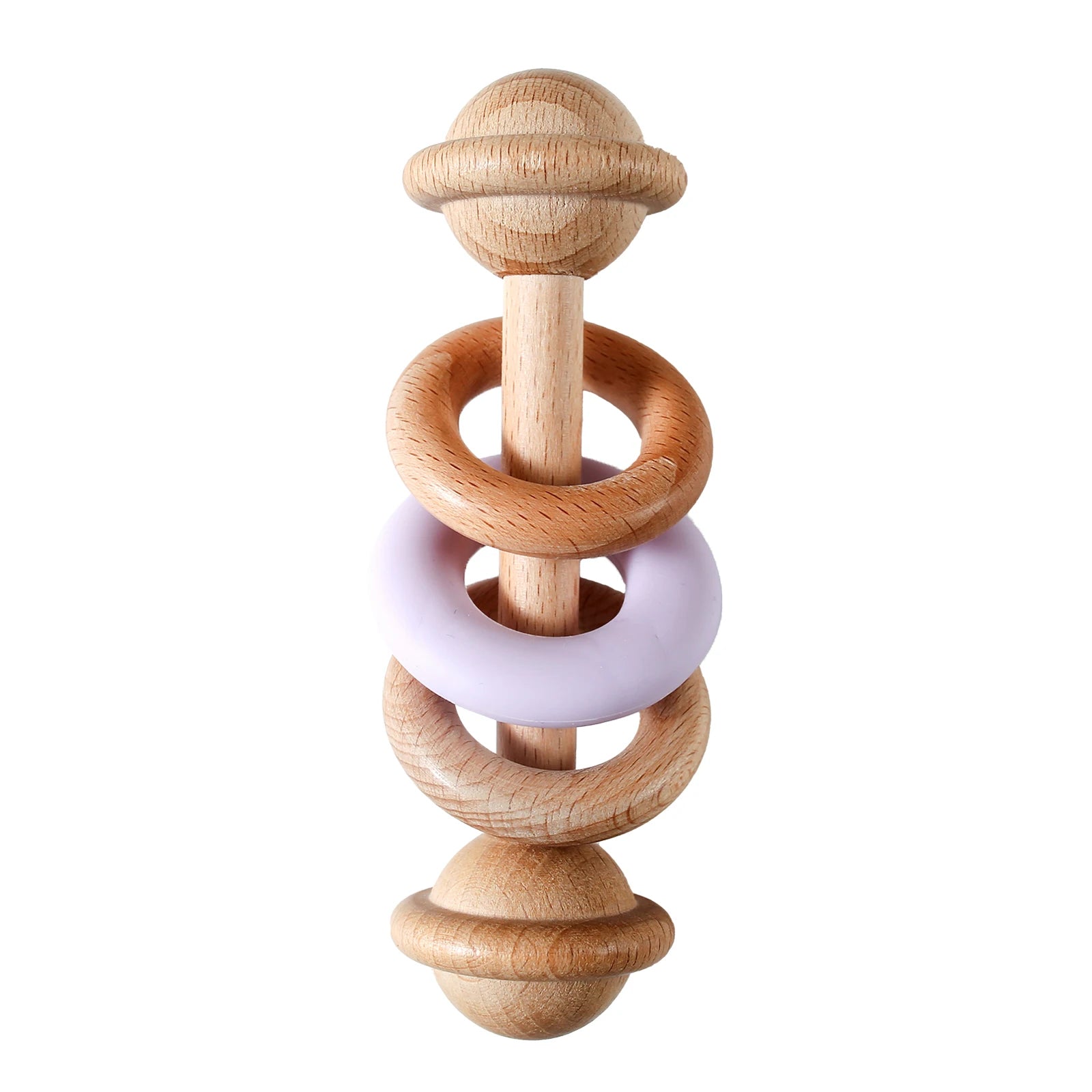 "JOUET" Jouet pour bébé hochet en bois anneaux de dentition en Silicone pour bébé 0 à 12 mois