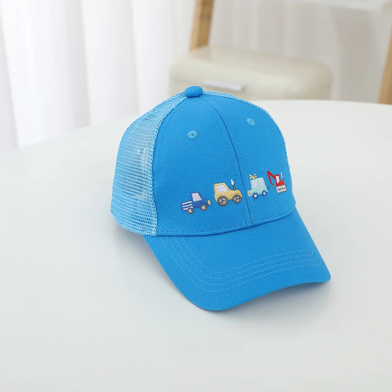 Children's 2025 New Kids Baseball Caps for Girls Boys Spring Summer Baby Sun Hats Cartoon Vehicles Toddler Peaked Caps