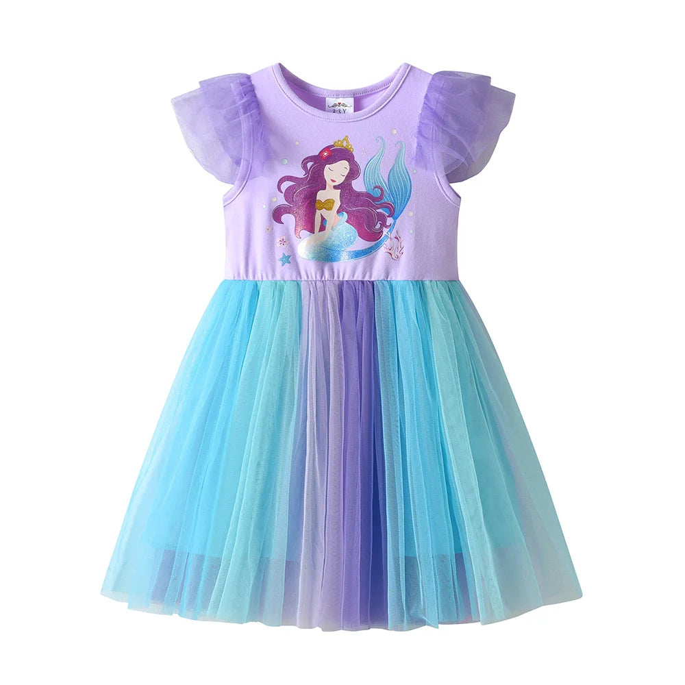 "VETEMENTS" Robe VIKITA pour enfants, violette, style sirène, coupe évasée, en tulle et résille