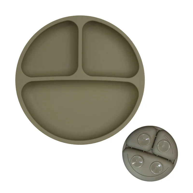 Silicone Tableware Children's Dinner Plate Divided Dinner Plate Auxiliary Training Tableware Set Snack Bowl