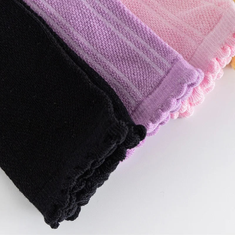 "VETEMENTS" Chaussettes hautes pour filles de 3 à 12 ans, blanches, style princesse, en maille respirante