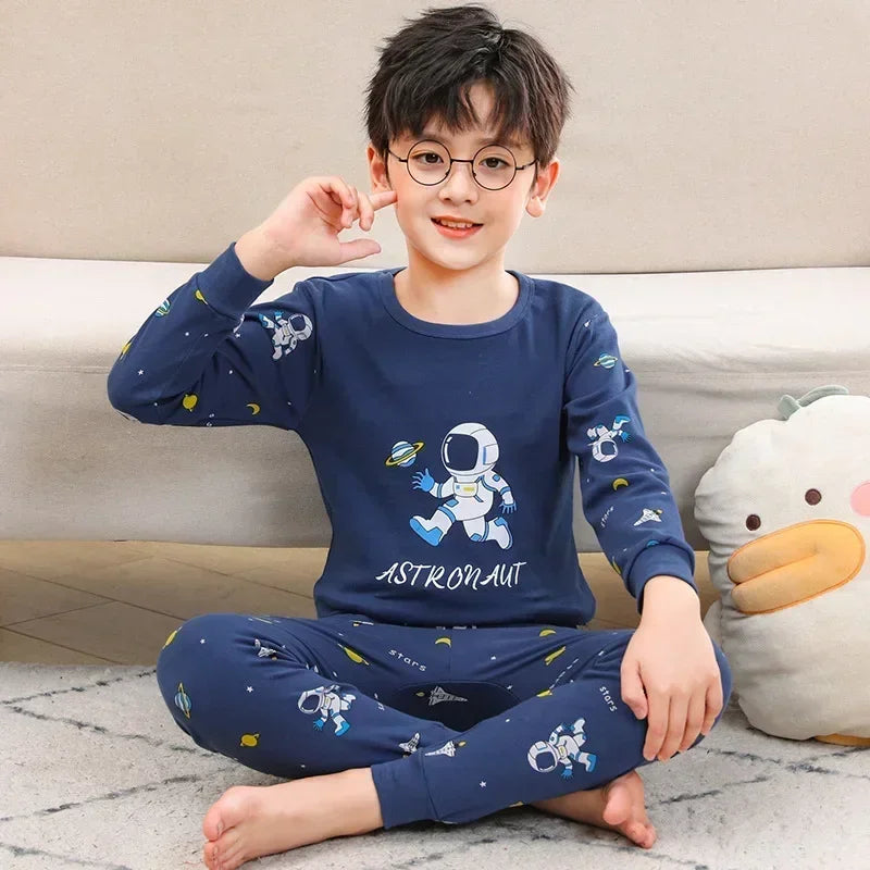 "VETEMENTS" Pyjamas à manches longues, vêtements de nuit pour enfants en coton de 2 à 14 ans.